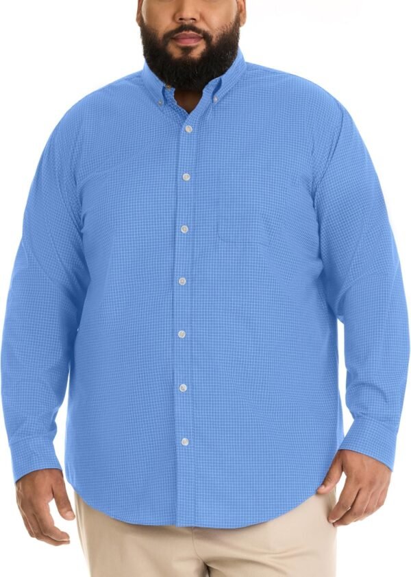 Men's Big and Tall Long-Sleeve Traveler No-Iron Button-Front Shirt