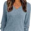 Women's V Neck Long Sleeve Shirt Fall Fashion Tops Tunic Dressy Casual Sweater Clothes Cute Trendy Work Outfits 2025