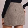 Women's Side Slit Metallic Trim High Waisted Faux Leather Short Skirts
