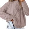 Women's Oversized Cable Knit Crewneck Sweaters