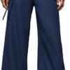 Women's Low Rise Waisted Dress Pants Wide Leg Straight Trousers Work Slacks Pants Business Casual Outfits