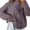 Women's Oversized Cable Knit Crewneck Sweaters