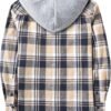 Men's Flannel Hoodie Shirts Casual Button Down Plaid Shirt Jackets for Men Long Sleeve Stylish Hooded with Pocket