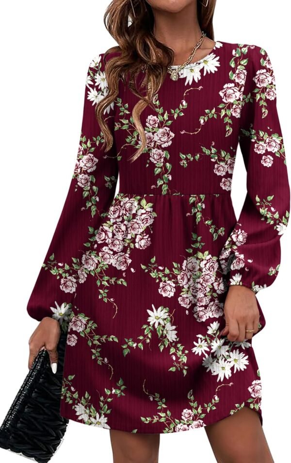 Women's Fall Sweater Dresses with Pockets Crew Neck Long Sleeve A-Line Dresses for Women 2025 Casual Winter Dresses