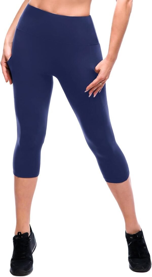 High Waisted Leggings with Pockets Women. Full Length Capri Buttery Soft Stretchy Yoga Pants