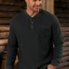 97ccc69d5b274322aa04123521157689 Mens Waffle Fleece-Lined Henley Shirts Heavyweight Thermal Long Sleeve Casual Solid Pullover (S-XXL)
