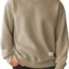 Men's Crewneck Sweatshirts Soild Color Geometric Texture Long Sleeve Casual Pullover Shirt