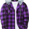 Men's Flannel Hoodie Shirts Casual Button Down Plaid Shirt Jackets for Men Long Sleeve Stylish Hooded with Pocket