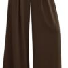 Womens Fall Wide Leg Trousers 2025 High Elastic Waist Loose Pleated Long Flowy Palazzo Work Pants with Pockets