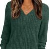 Women's V Neck Long Sleeve Shirt Fall Fashion Tops Tunic Dressy Casual Sweater Clothes Cute Trendy Work Outfits 2025