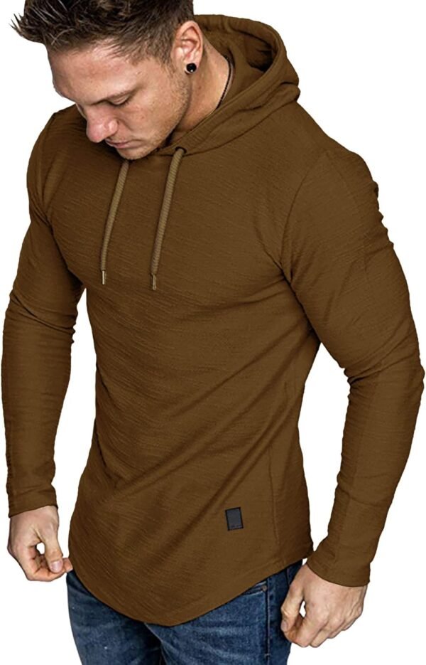 Mens Fashion Athletic Hoodies Sport Sweatshirt Solid Color Fleece Pullover