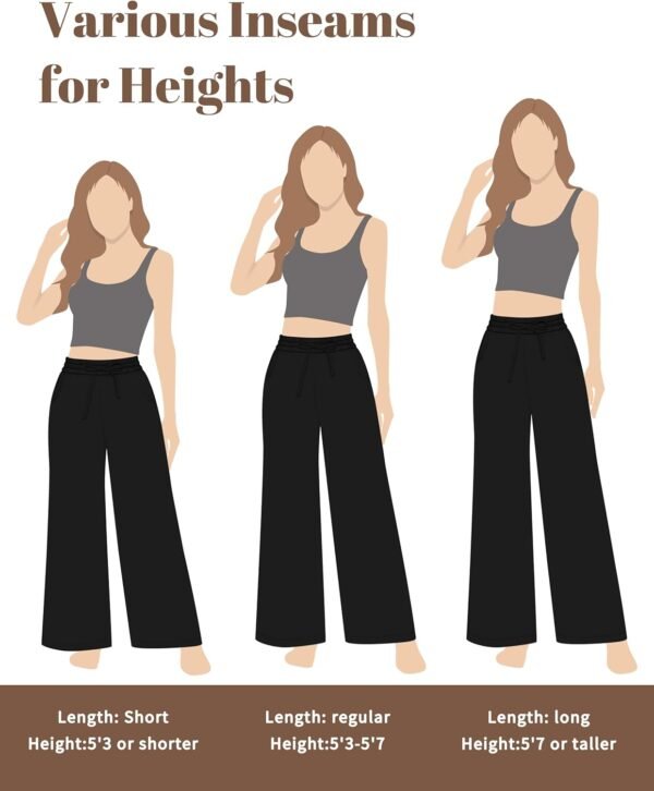 Women Flowy Pants Drawstring Waist Wide Leg Palazzo Beach Pants Loose Fit with Pockets