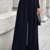 Womens Fall Wide Leg Trousers 2025 High Elastic Waist Loose Pleated Long Flowy Palazzo Work Pants with Pockets