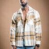 Men's Flannel Shirts Casual Button Down Plaid Shirt Jacket Long Sleeve Fleece Shacket with Pockets