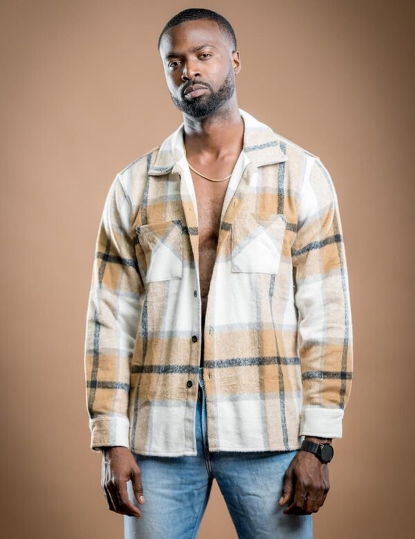 Men's Flannel Shirts Casual Button Down Plaid Shirt Jacket Long Sleeve Fleece Shacket with Pockets