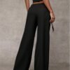 Women's Low Rise Waisted Dress Pants Wide Leg Straight Trousers Work Slacks Pants Business Casual Outfits