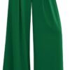 Womens Fall Wide Leg Trousers 2025 High Elastic Waist Loose Pleated Long Flowy Palazzo Work Pants with Pockets