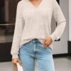 Women's V Neck Long Sleeve Shirt Fall Fashion Tops Tunic Dressy Casual Sweater Clothes Cute Trendy Work Outfits 2025