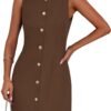 Work Dresses for Women 2025 Summer Business Formal Short Dress Sleeveless Button Down Elegant Office Outfits