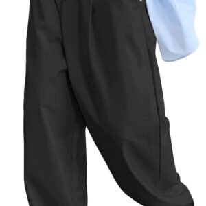 Men's Slacks Wide Leg Baggy Dress Pants Casual Lightweight Trousers with Pockets