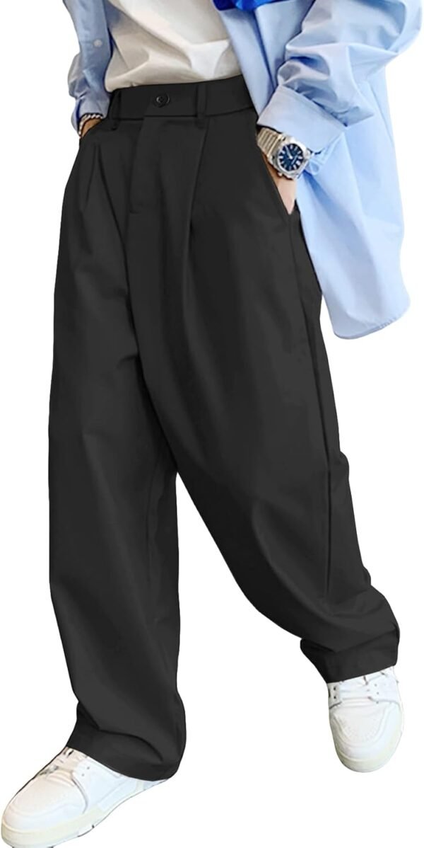 Men's Slacks Wide Leg Baggy Dress Pants Casual Lightweight Trousers with Pockets