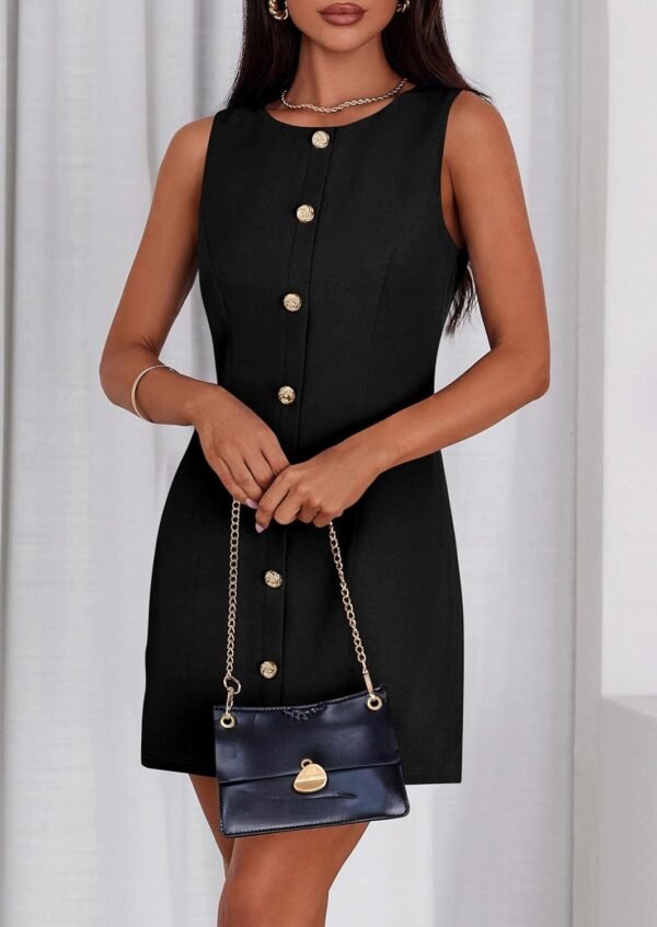 Work Dresses for Women 2025 Summer Business Formal Short Dress Sleeveless Button Down Elegant Office Outfits