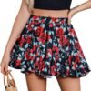 Women's Pleated Skater Skirt Basic Casual High Waisted Ruffles Flared Mini Lingerie Skirts