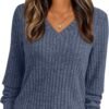 Women's V Neck Long Sleeve Shirt Fall Fashion Tops Tunic Dressy Casual Sweater Clothes Cute Trendy Work Outfits 2025