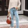 Women's V Neck Long Sleeve Shirt Fall Fashion Tops Tunic Dressy Casual Sweater Clothes Cute Trendy Work Outfits 2025