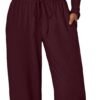 Women's 2 Piece Matching Lounge Set Long Sleeve Slightly Crop Top Wide Leg Pants Casual Sweatsuit