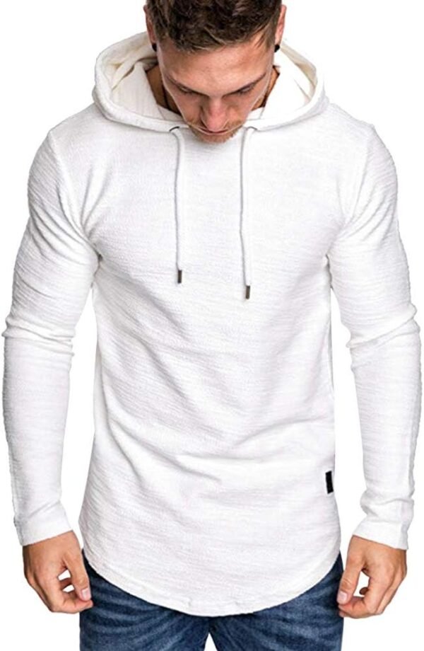 Mens Fashion Athletic Hoodies Sport Sweatshirt Solid Color Fleece Pullover