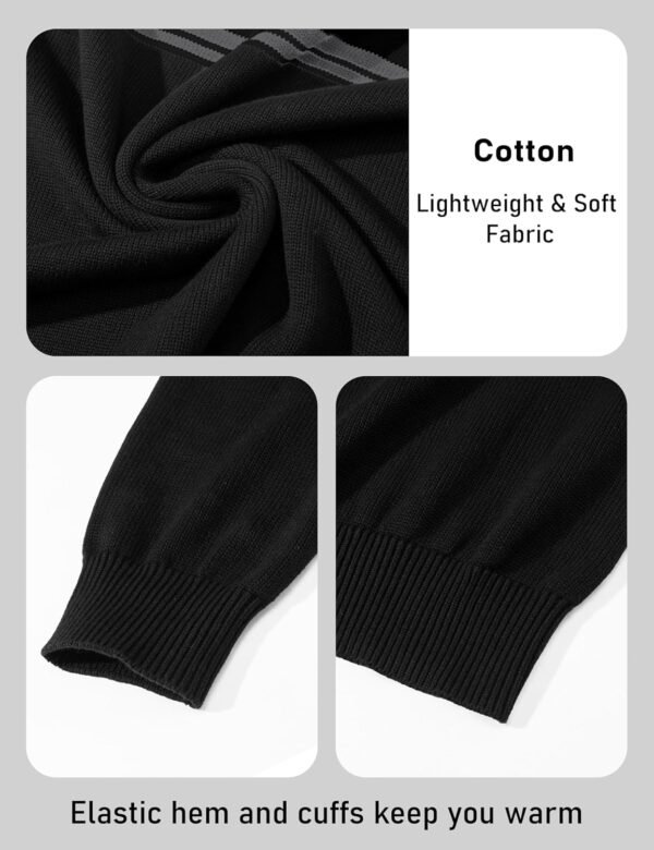 Men's Sweaters 1/4 Zip Cotton Sweater Pullover Polo Sweaters Striped Fall Winter Warm Sweatshirts