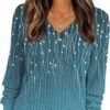 Women's V Neck Long Sleeve Shirt Fall Fashion Tops Tunic Dressy Casual Sweater Clothes Cute Trendy Work Outfits 2025