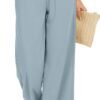 Women Flowy Pants Drawstring Waist Wide Leg Palazzo Beach Pants Loose Fit with Pockets