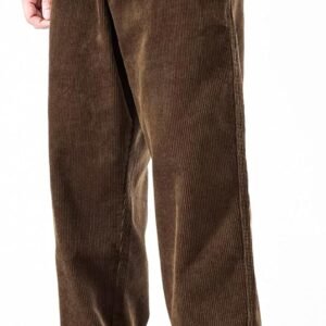Mens Corduroy Pants Baggy Wide Leg Casual Elastic Waist Drawstring Loose Fit Sweatpants