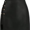 Women's Side Slit Metallic Trim High Waisted Faux Leather Short Skirts