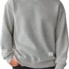 Men's Crewneck Sweatshirts Soild Color Geometric Texture Long Sleeve Casual Pullover Shirt