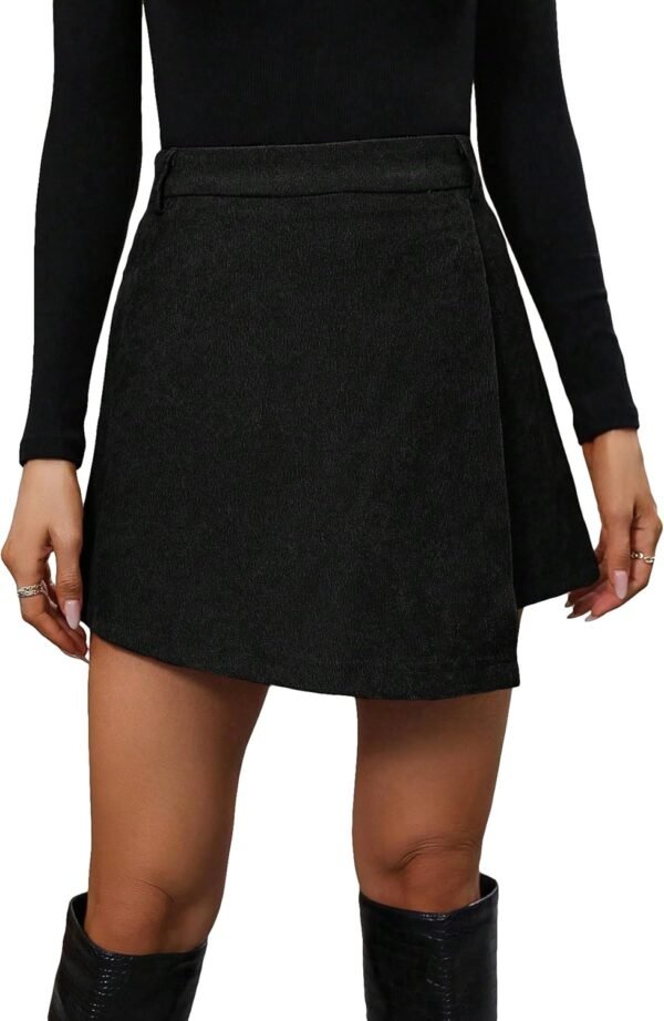 Women's Houndstooth Print Tie Front Skorts Asymmetrical Hem High Waist Skirt Shorts