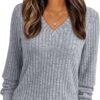 Women's V Neck Long Sleeve Shirt Fall Fashion Tops Tunic Dressy Casual Sweater Clothes Cute Trendy Work Outfits 2025