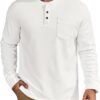 d342569b91ba419e877b810f2d8338b6 Mens Waffle Fleece-Lined Henley Shirts Heavyweight Thermal Long Sleeve Casual Solid Pullover (S-XXL)