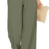 Women Flowy Pants Drawstring Waist Wide Leg Palazzo Beach Pants Loose Fit with Pockets