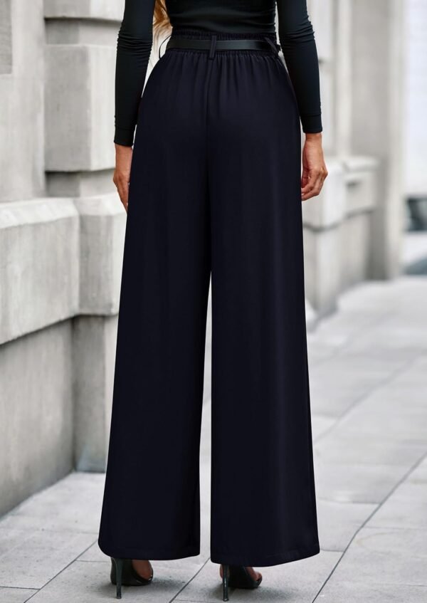 Womens Fall Wide Leg Trousers 2025 High Elastic Waist Loose Pleated Long Flowy Palazzo Work Pants with Pockets