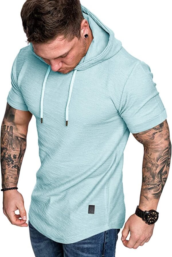 Mens Fashion Athletic Hoodies Sport Sweatshirt Solid Color Fleece Pullover