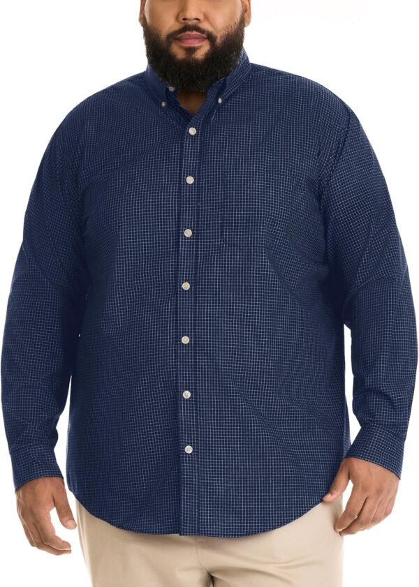 Men's Big and Tall Long-Sleeve Traveler No-Iron Button-Front Shirt