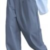 Men's Slacks Wide Leg Baggy Dress Pants Casual Lightweight Trousers with Pockets