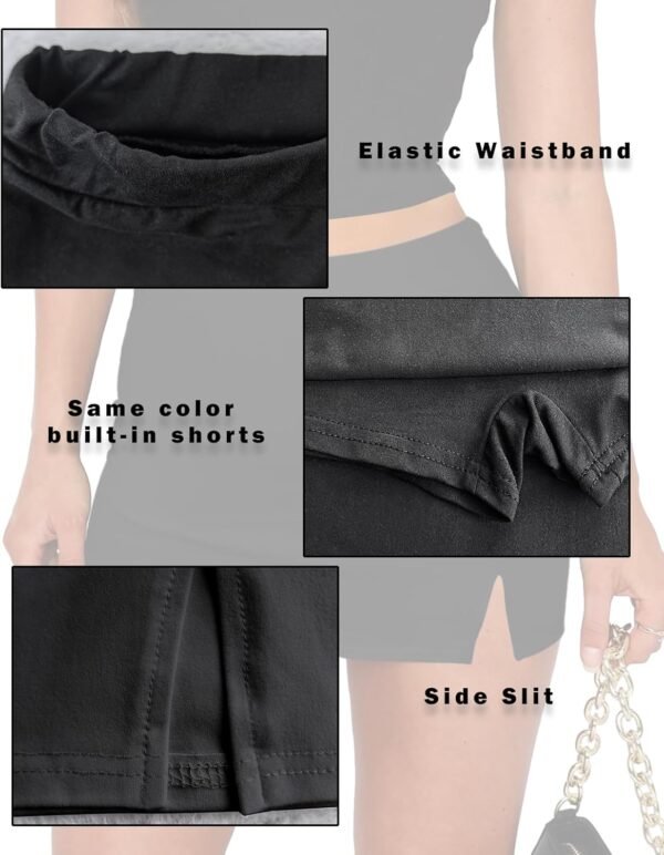 Women's Side Slit High Waisted Mini Skirt Stretchy Bodycon Skort 2025 Y2K Club Skirts with Underneath