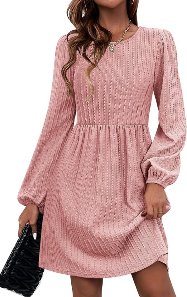 Women's Fall Sweater Dresses with Pockets Crew Neck Long Sleeve A-Line Dresses for Women 2025 Casual Winter Dresses