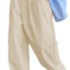Men's Slacks Wide Leg Baggy Dress Pants Casual Lightweight Trousers with Pockets