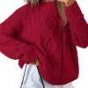 Women's Oversized Cable Knit Crewneck Sweaters