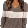 Women's V Neck Long Sleeve Shirt Fall Fashion Tops Tunic Dressy Casual Sweater Clothes Cute Trendy Work Outfits 2025